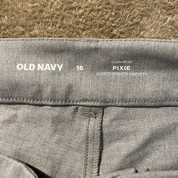 Old Navy Pants Womens 16 Pixie High Rise Gray Heathered Dress Career Cuffed - Picture 2 of 7
